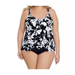 Shapesolver by Penbrooke Fauxkini One-Piece Swimsuit Size 24W New With Tags